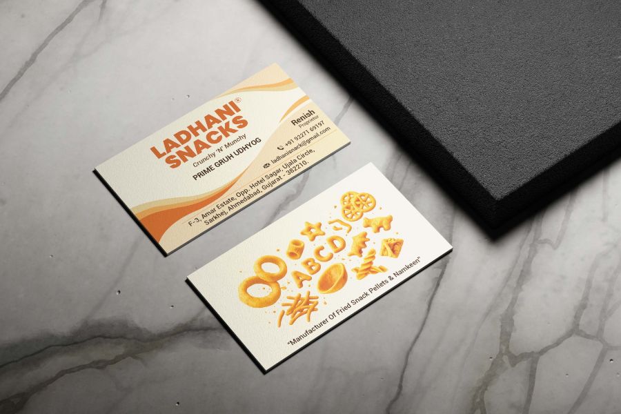 Ladhani Snacks — stationery by Visual Pioneers Studio, Ahmedabad