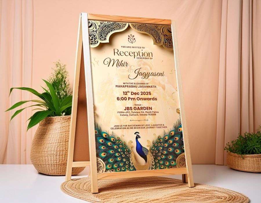 Reception standee — print by Visual Pioneers Studio, Ahmedabad